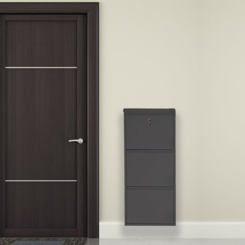 Siyah Kilitli Metal Ayakkabilik Mac3 - 3 Kapakli - 50X15x103 H Ayakkabılık Fiyatı