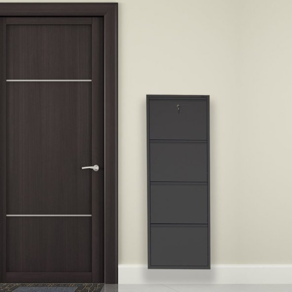 Siyah Kilitli Metal Ayakkabilik Mac4 - 4 Kapakli - 50X15x136 H Ayakkabılık Fiyatı