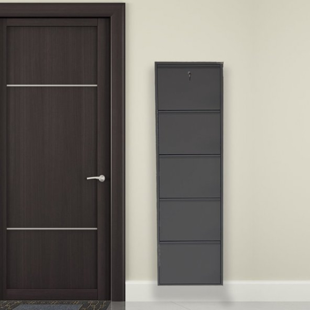 Siyah Kilitli Metal Ayakkabilik Mac5 - 5 Kapakli - 50X15x169 H Ayakkabılık Fiyatı