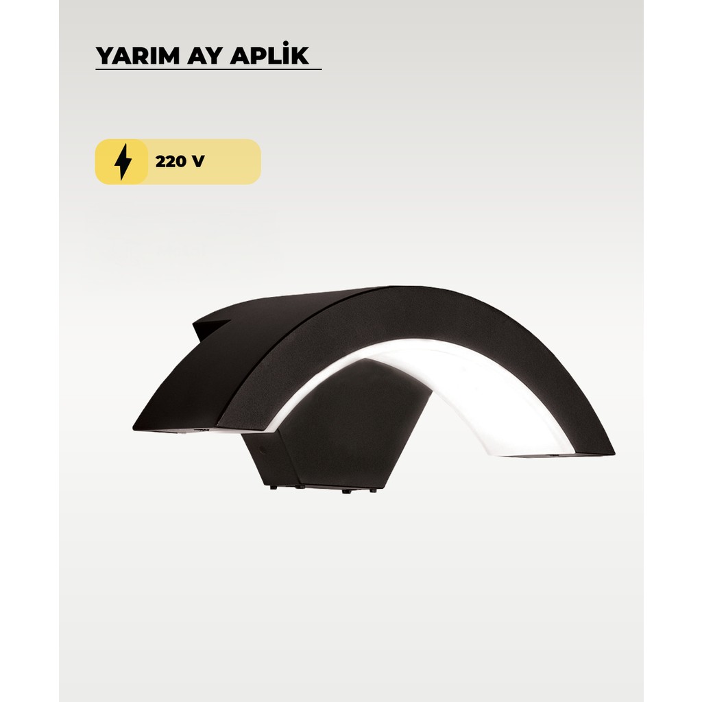 Siyah LED Yarım Ay Aplik 6500K (Beyaz Işık) Aplikler Fiyatı