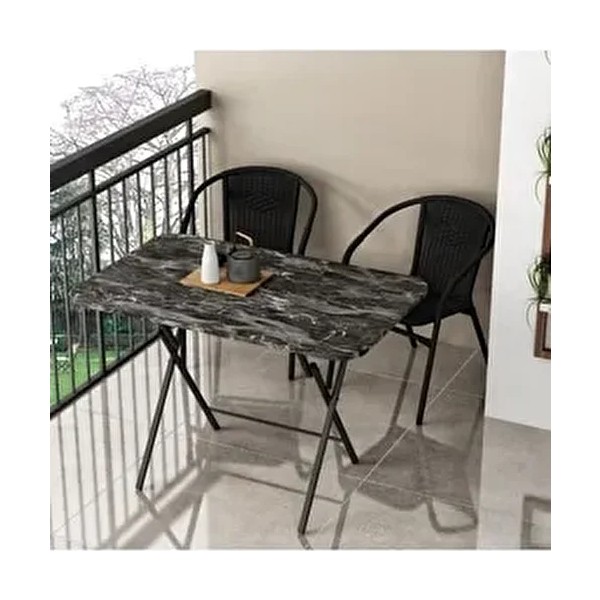 Siyah Mermer Desenli Katlanabilir Masa 60X90 cm - 60 x 90 Diğer Fiyatı