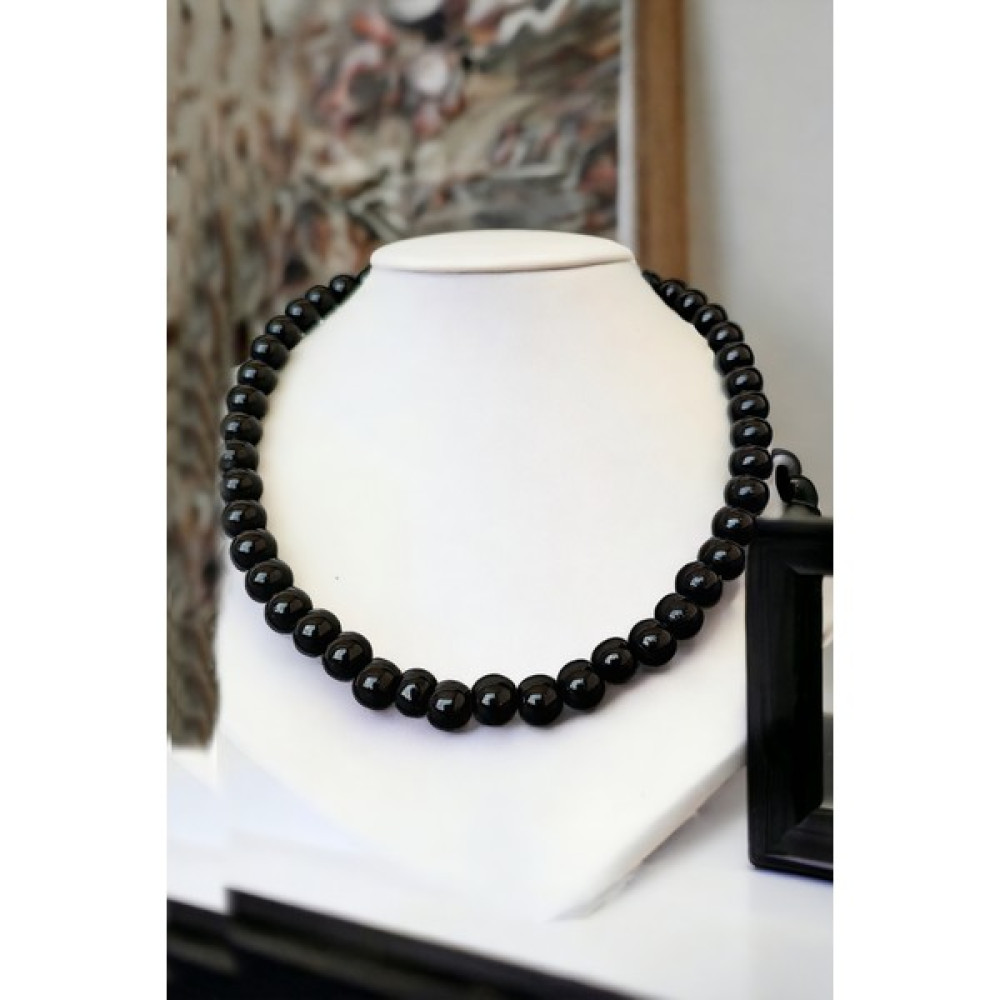 Siyah oniks doğal taş kolye Oniks taşı kolye Siyah choker kolye Bijuteri Kolye Fiyatı