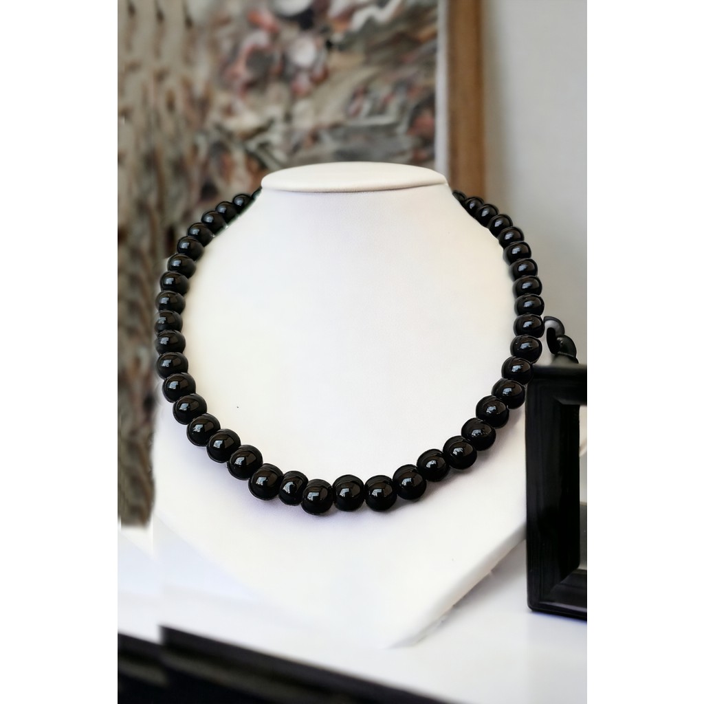Siyah oniks doğal taş kolye Oniks taşı kolye Siyah choker kolye Diğer Fiyatı