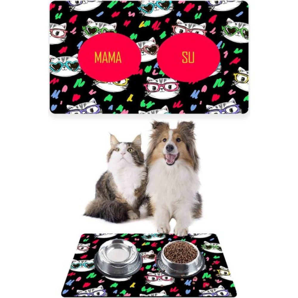 Siyah Renkli Kediler Kedi Köpek Mama Altlığı Mama Paspası 50X35CM Evcil Hayvan Ürünleri Fiyatı
