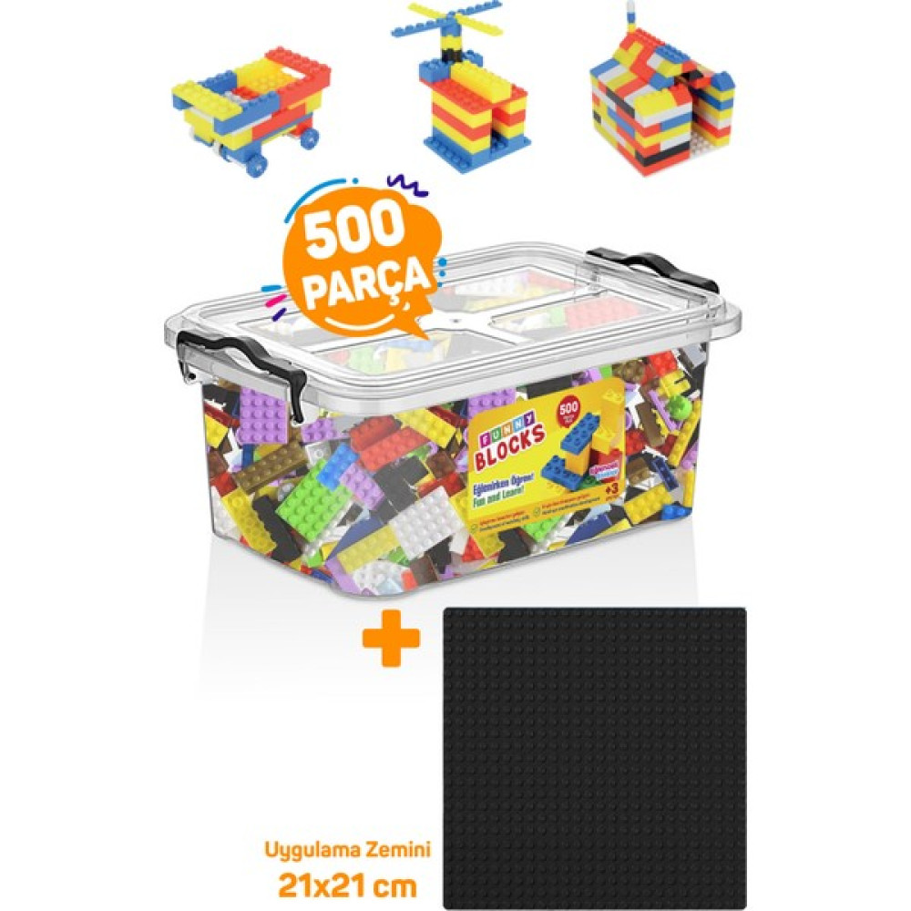 Siyah Uygulama Zeminli LEGO Mikro Blok Funny Blocks 500 Parça Plastik Kutulu Legolar ( Yapım Oyuncakları ) Fiyatı