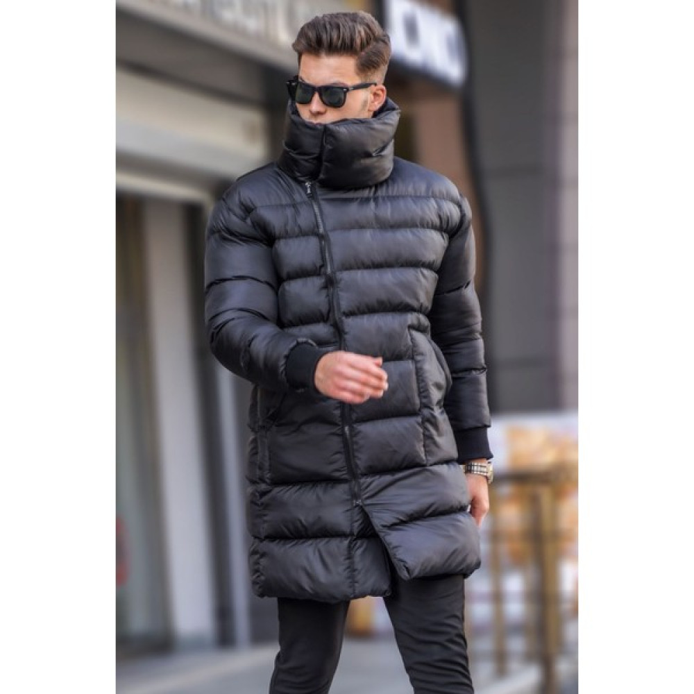 Siyah Uzun Basic Şişme Mont 5777 Erkek Mont Fiyatı