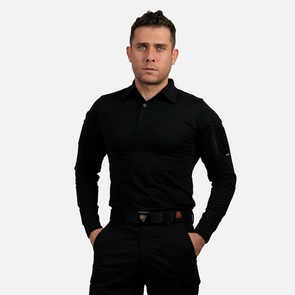 Siyah Uzun Kollu Taktik Polo Yaka Tişört, 2 Cepli Uzun Kollu T-Shirt Giyim & İç Giyim Fiyatı