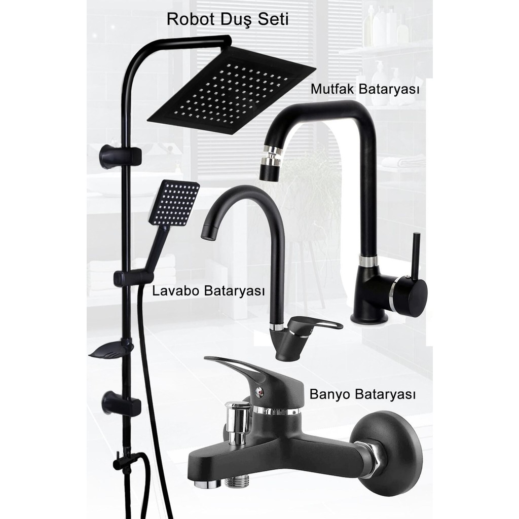 Siyah Yağmurlama Robot Banyo Seti Mutfak Banyo Lavabo Bataryası Seti Bataryalar & Musluklar Fiyatı