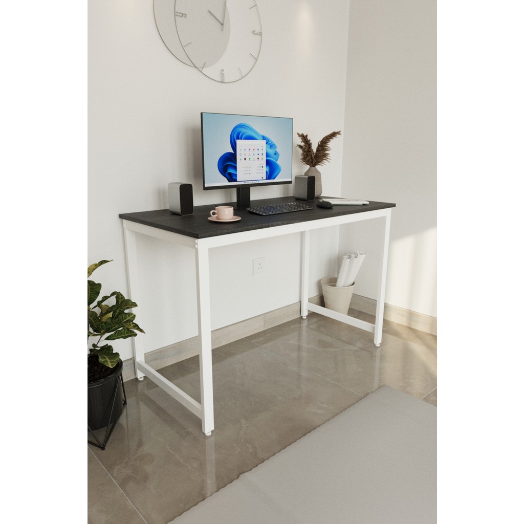 Siyah/beyaz 120X60 Çalışma Masası, Bilgisayar Masası, Ofis Masası, Metal Ayaklı - Siyah - Beyaz Bilgisayar Masası Fiyatı