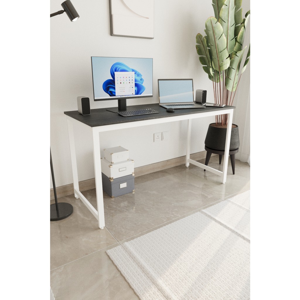 Siyah/beyaz 140X60 Çalışma Masası, Bilgisayar Masası, Ofis Masası, Metal Ayaklı - Siyah - Beyaz Bilgisayar Masası Fiyatı