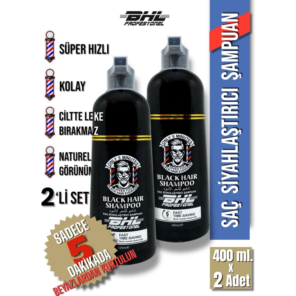 Siyahlaştırıcı Şampuan Ikili Set / Saç Sakal 400ML. x 2 Adet (800 Ml.) Diğer Fiyatı