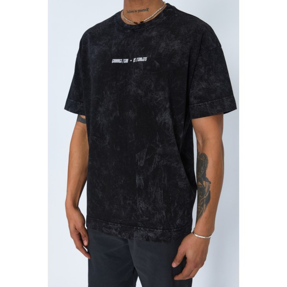 Sizefash Baskılı Bisiklet Yaka Oversize Siyah T-Shirt Erkek T-shirt Fiyatı