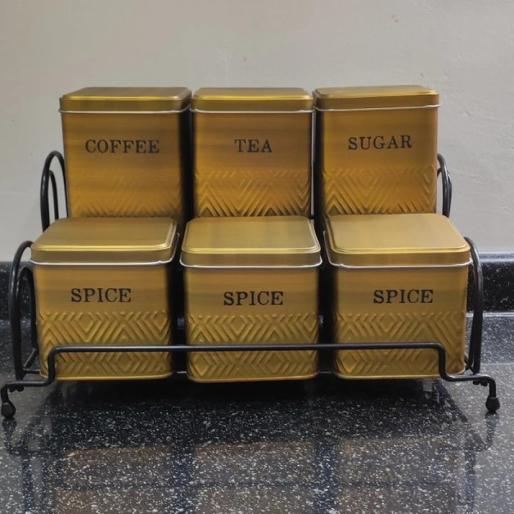 Sizinsepetiniz 6'lı Metal Standlı Baharatlık Takımı - Gold Baharat Setleri & Baharatlıklar Fiyatı