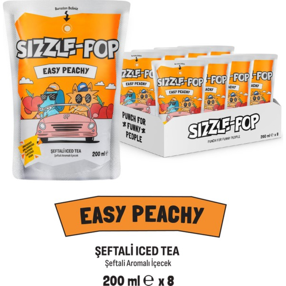 SIZZLE-POP Easy Peachy Şeftali Soğuk Çay 200 ml x 8 Adet Diğer Fiyatı