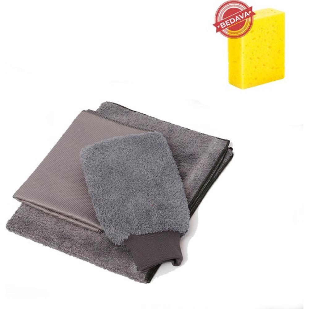 SK Life Sk Mikrofiber Oto Yıkama Paketi Araç Kurulama Havlusu Cam Bezi Araba Yıkama Eldiveni Seti - 0315 Gri Oto Bakım Bezleri Fiyatı
