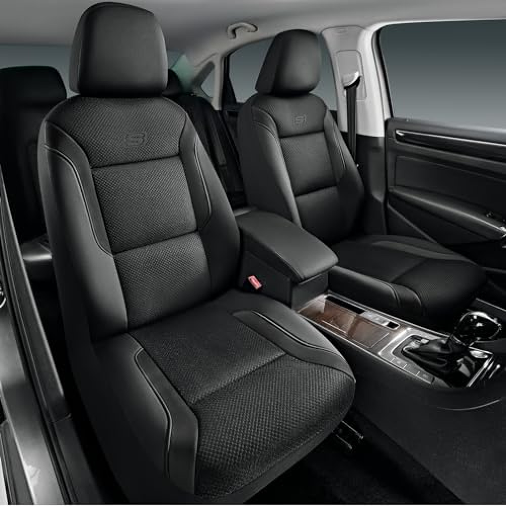 Skechers Memory Foam Leather Car Seat Covers, Air Cool Mesh Thick Seat Covers, Two Front car seat Protector, Airbag Compatible, Automotive Comfort Protection for Most Cars, Vans, Trucks, SUV (Black) Car Seat Cover Fiyatı