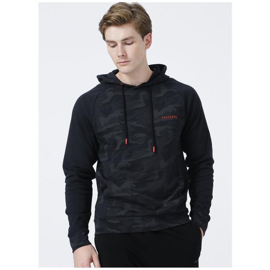 Skechers S212961-001 M Camo Print Hoodie Siyah Baskılı Erkek Sweatshırt Erkek Sweatshirt Fiyatı