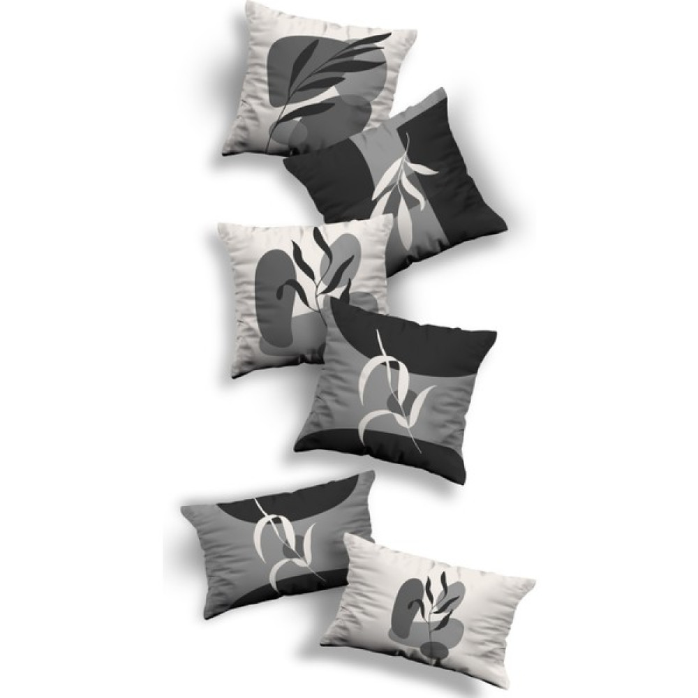 Skhome Özel Tasarım Dekoratif 4'lü Kare 2'li Dikdörtgen Kırlent Kılıfı (4K2D-291) - 43 x 43 cm - Krem - Gri Kırlent / Mobilya Yastığı Fiyatı