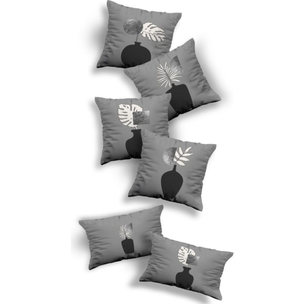 Skhome Özel Tasarım Dekoratif 4'lü Kare 2'li Dikdörtgen Kırlent Kılıfı (4K2D-307) - 43 x 43 cm - Krem - Gri Kırlent / Mobilya Yastığı Fiyatı