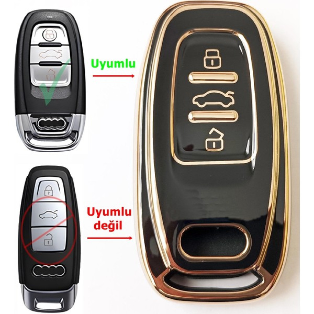 Skilit Samsun Oto Kilit Audi A4 A5 A6 A7 A8 Q5 Q7 2008-2016 Smart Siyah Anahtar Kumanda Kabı Kılıfı Oto Anahtarlık Anahtarlık Fiyatı