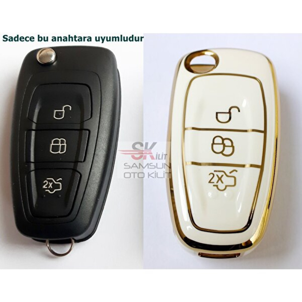 Skilit Samsun Oto Kilit Ford Focus 3 Mondeo Transit Silikon Nano Anahtar Kumanda Kılıfı Beyaz Anahtarlık Fiyatı