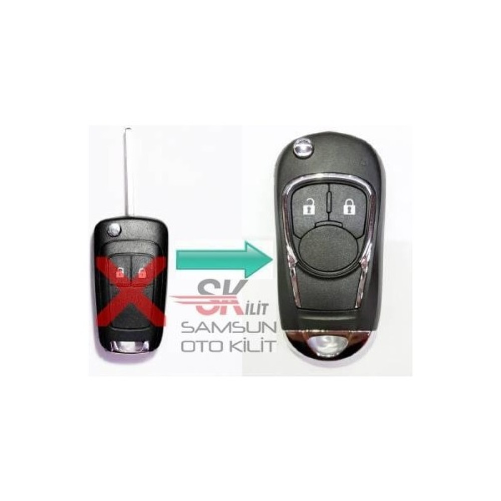 Skilit Samsun Oto Kilit Opel Astra J Insignia 2 Tuşlu Yeni Nesil Dönüşüm Anahtar Kumanda Kabı Krom Metal Logolu Anahtarlık Fiyatı