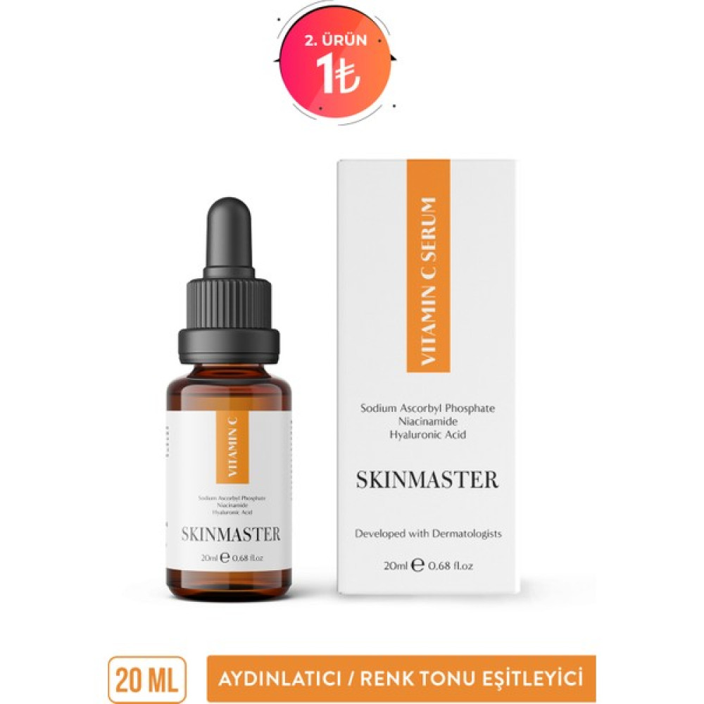 Skin Master Vitamin C Serum Aydınlatıcı Renk Tonu Eşitleyici 20 ml (Sodium Ascorbyl Phosphate, Niacinamide, Ha) Leke Kremi Fiyatı