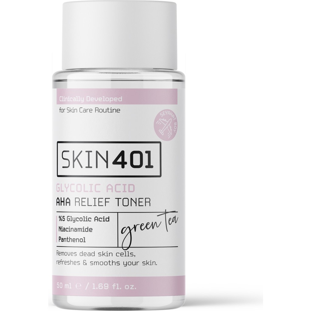 SKIN401 %5 Glikolik Asit AHA Tonik Tüm Cilt Tipleri İçin Nemlendirici 50ML Seyahat Boy Diğer Fiyatı