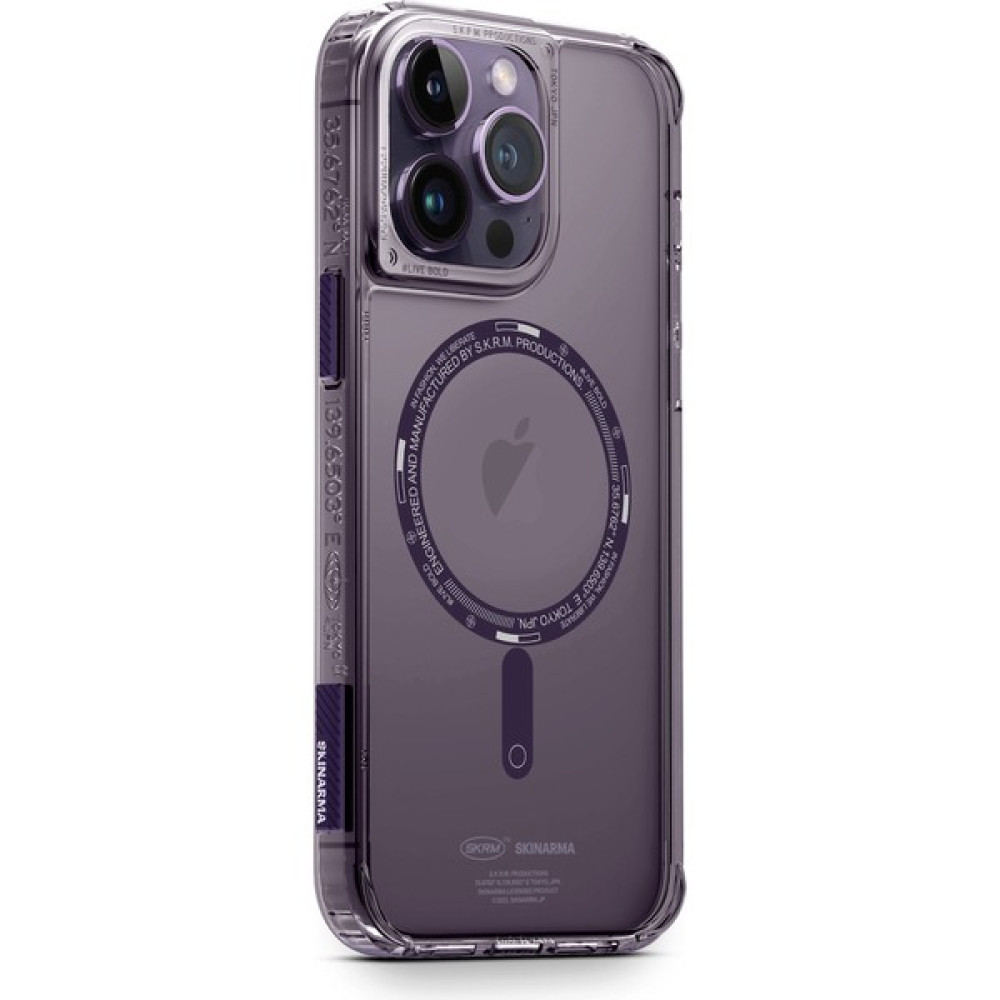 Skinarma iPhone 14 Pro Uyumlu Kılıf Skinarma Şeffaf Airbag Tasarımlı Magsafe Şarj Özellikli Saido Kapak - Mor Cep Telefonu Kılıfı Fiyatı