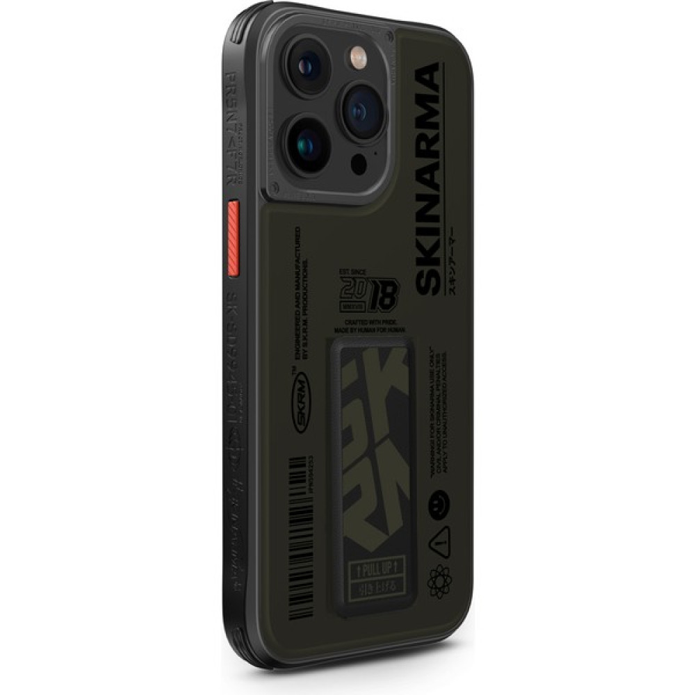 Skinarma iPhone 15 Pro Max Uyumlu Kılıf Skinarma Desenli Airbag Tasarımlı Standlı Spunk Kapak Koyu Yeşil Cep Telefonu Kılıfı Fiyatı