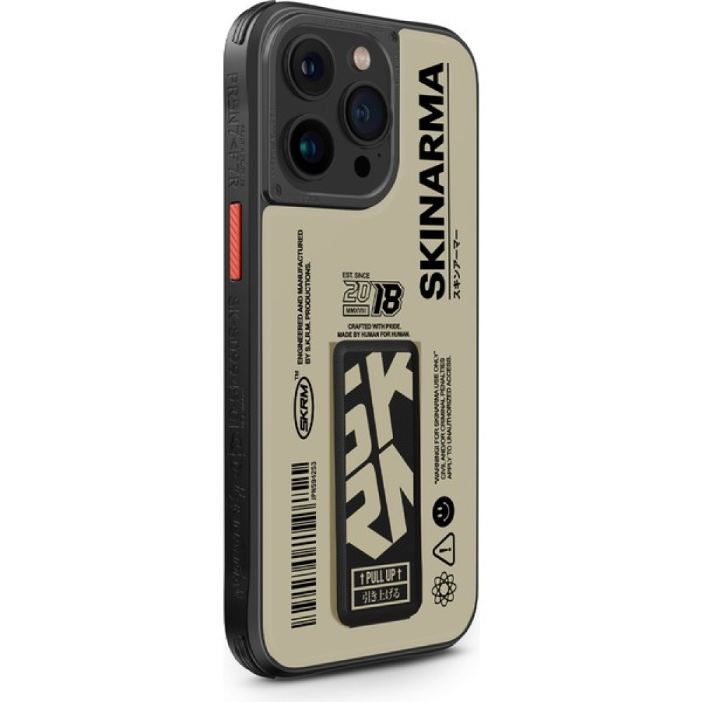 Skinarma iPhone 15 Pro Max Uyumlu Kılıf Skinarma Desenli Airbag Tasarımlı Standlı Spunk Kapak Krem Cep Telefonu Kılıfı Fiyatı