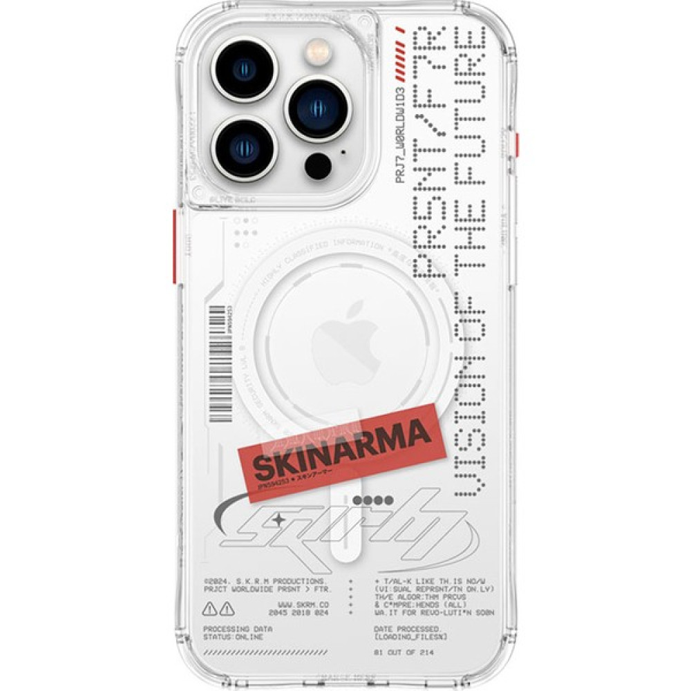 Skinarma iPhone 15 Pro Uyumlu Kılıf Skinarma Magsafe Şarj Özellikli Yazı Desenli Airbagli Orion Kapak Şeffaf Cep Telefonu Kılıfı Fiyatı