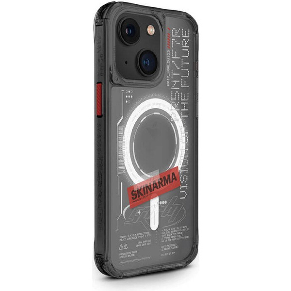 Skinarma iPhone 15 Uyumlu Kılıf Skinarma Magsafe Şarj Özellikli Yazı Desenli Airbagli Orion Kapak Siyah Cep Telefonu Kılıfı Fiyatı