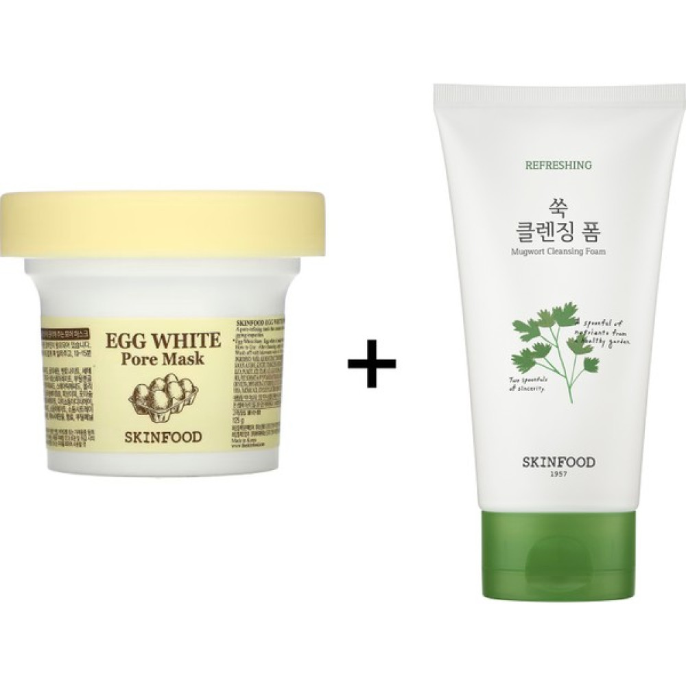 Skinfood Egg White Pore Mask + Vege Garden Cleansing Foam MUGWORT 150ML - 1 Maskeler Fiyatı