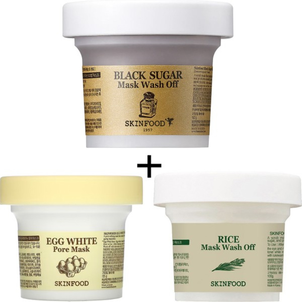 Skinfood Egg White Pore + Rice + Black Sugar Mask 3'lü Set - 1 Maskeler Fiyatı