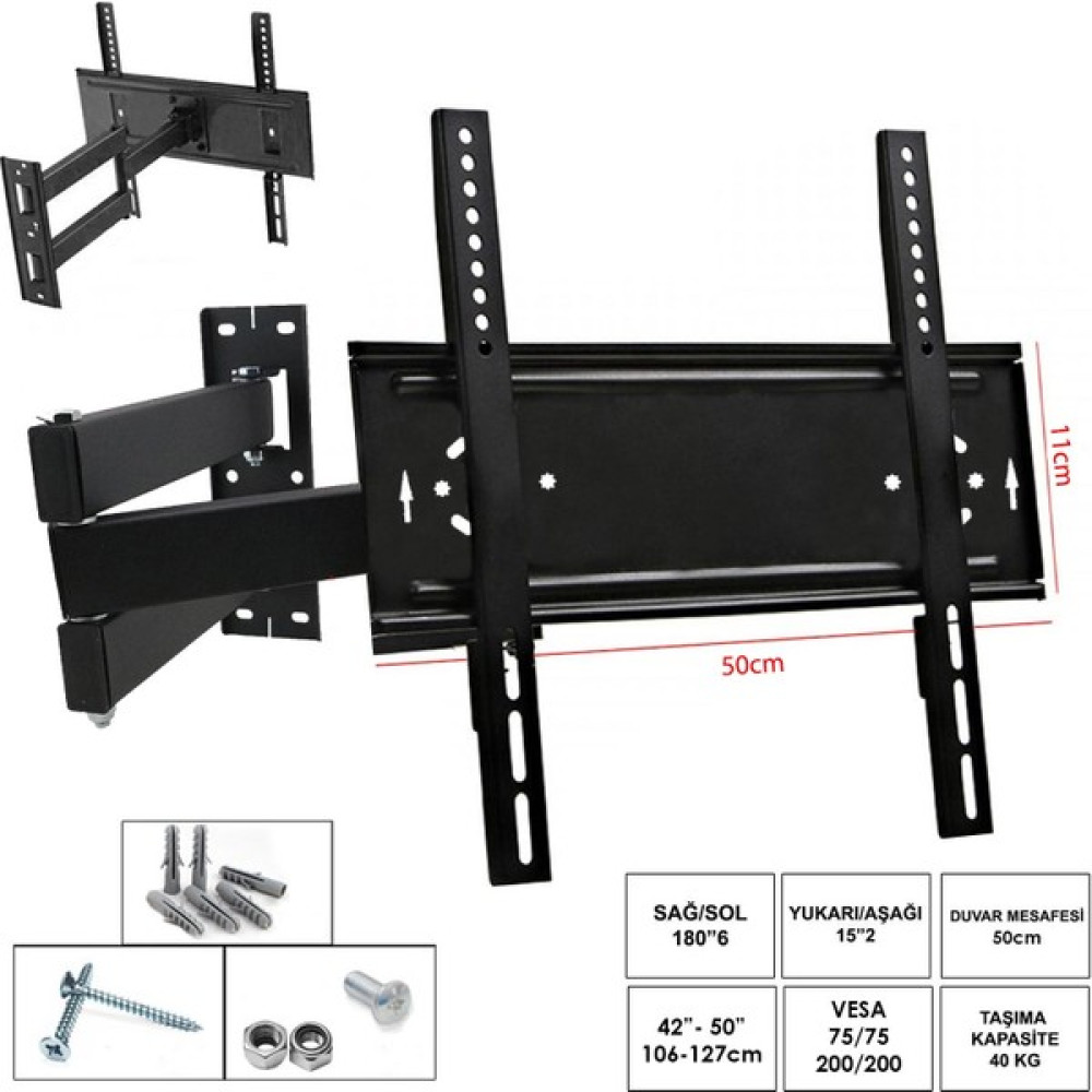 Sky Home KOD-1009 LCD Askı Aparatı Hareketli Üç Kollu 42/50 106-127CM Curvet TV Aksesuarları Fiyatı