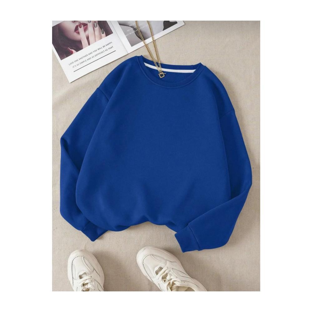 Sky Light Unisex Düz Renkli Oversize Bisiklet Yaka Pamuklu Sweatshirt M Beden Bayan Sweatshirt Fiyatı