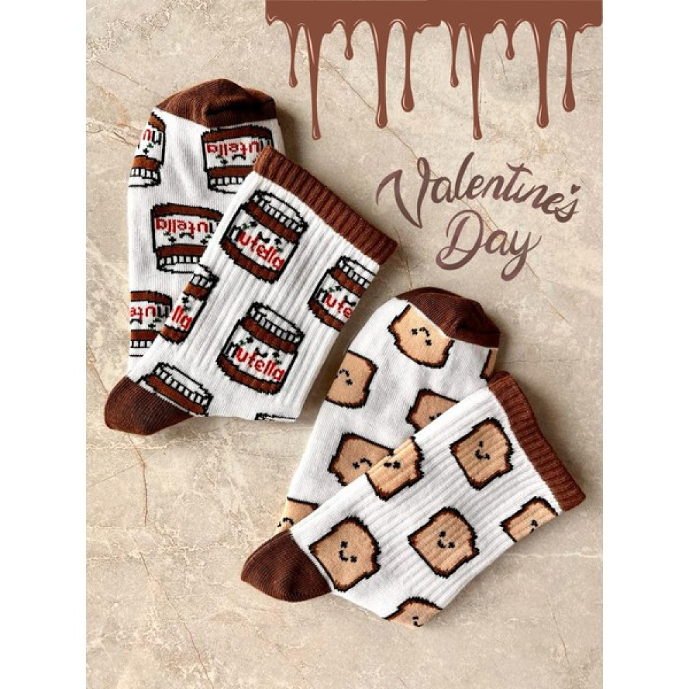 Sky Socks 2'li Sevgililer Günü Sevimli Çikolata Ekmek Çift Hediyelik Unisex Pamuklu Kokulu Tenis Kolej Çorap Çorap (Outdoor) Fiyatı