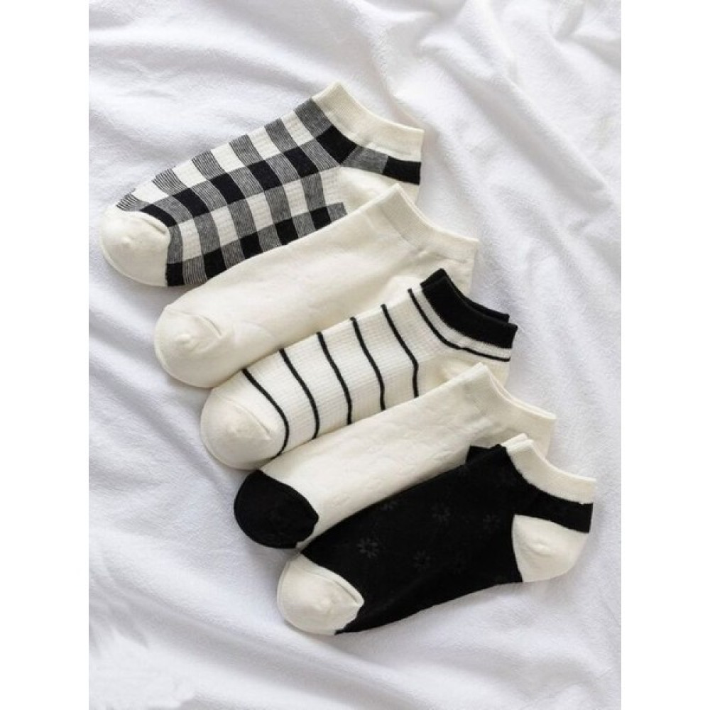 Sky Socks 5'li Çizgili Desenli Patik Ekonomik Paket Unisex Kısa Spor Sneakers Çorap Çorap (Outdoor) Fiyatı