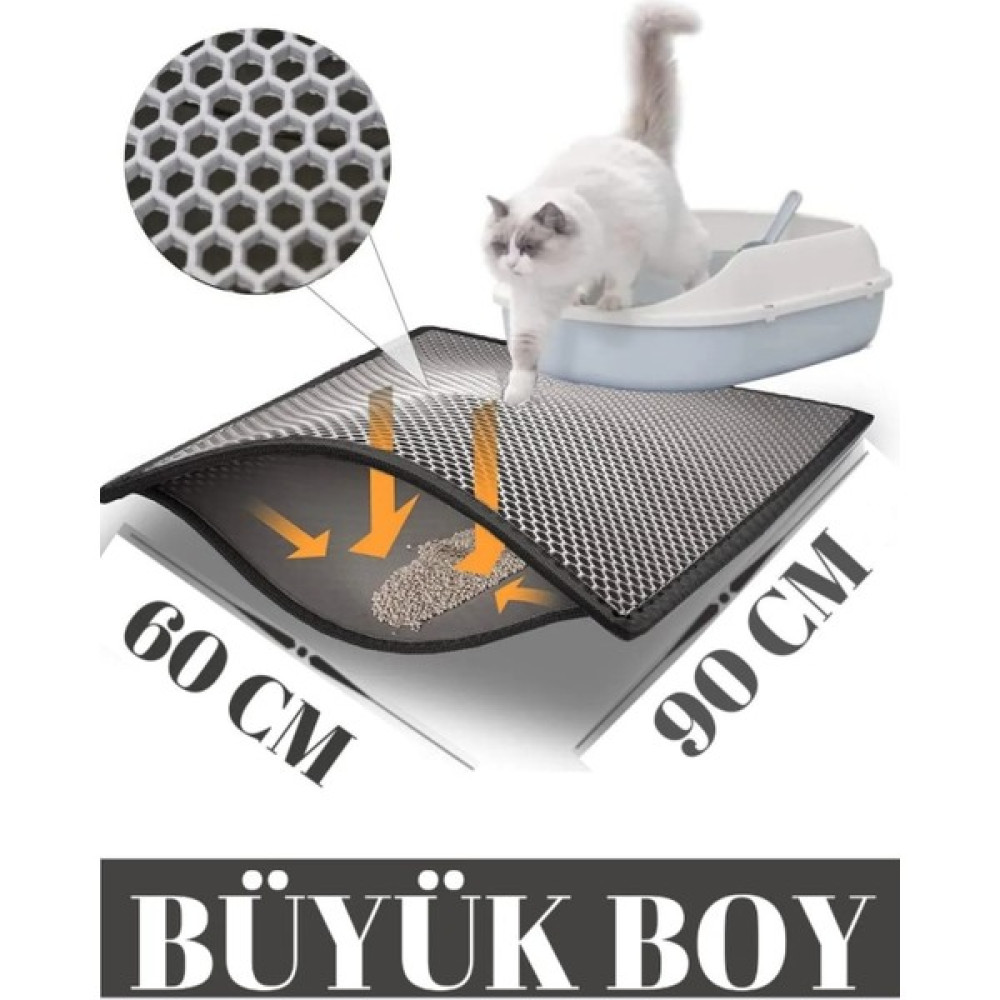 Skyinn Kedi Kumu Paspası Kedi Tuvalet Önü Elekli Paspas Yıkanabilir Silinebilir - 90 x 60 cm - Gri Evcil Hayvan Ürünleri Fiyatı