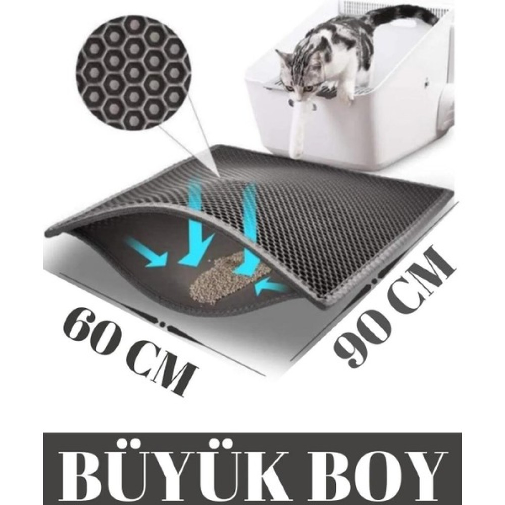 Skyinn Kedi Kumu Paspası Kedi Tuvalet Önü Elekli Paspas Yıkanabilir Silinebilir - 90 x 60 cm - Siyah Evcil Hayvan Ürünleri Fiyatı