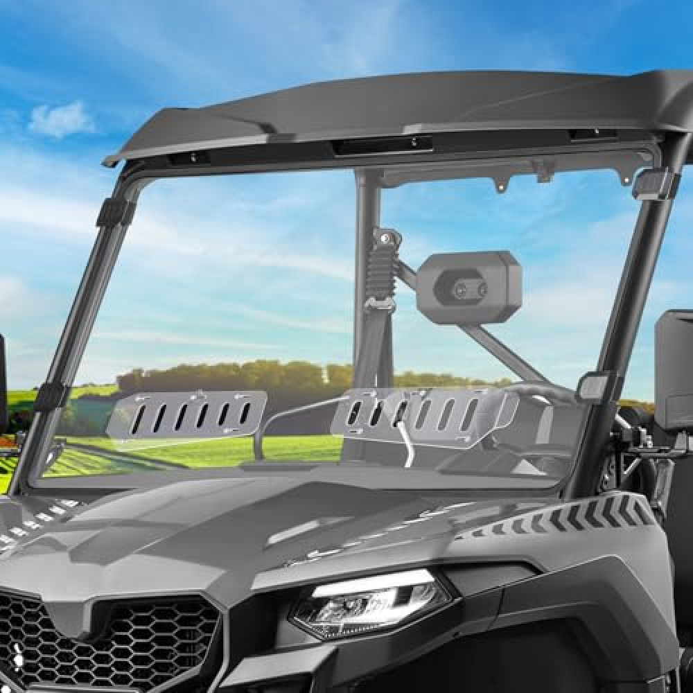 SKYJDM Front Adjustable Vented Clear Windshield Compatible with CFMOTO UFORCE 600 2021-2025, Clear Front Window Scratch Resistant Hard PC Windshield Protects Against Wind, Dust, Dirt, Snow, Rain
