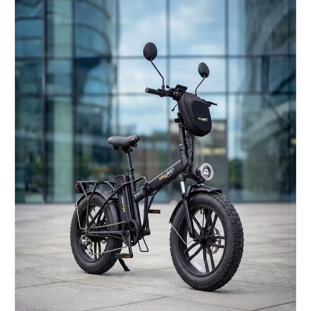 Skyjet Robusto Premıum Elektrikli Bisiklet - 750W Katlanabilir Şehir Bisikleti 6 Vites Siyah Renkli Güçlü Motor Elektrikli Bisikletler Fiyatı