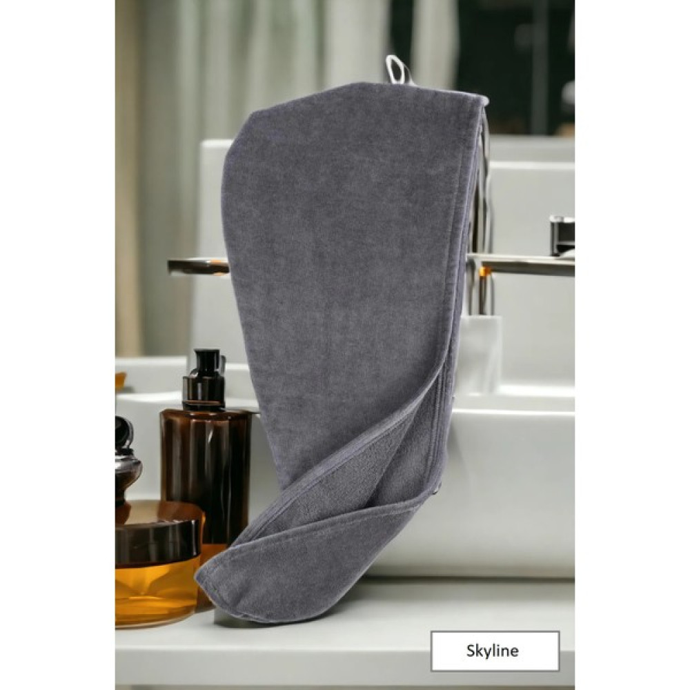 Skyline Saç Kurutma Bonesi-Saç Kurutma Havlusu L Düğmeli L - Antrasit - 25 x 65 cm Banyo Havlusu Fiyatı