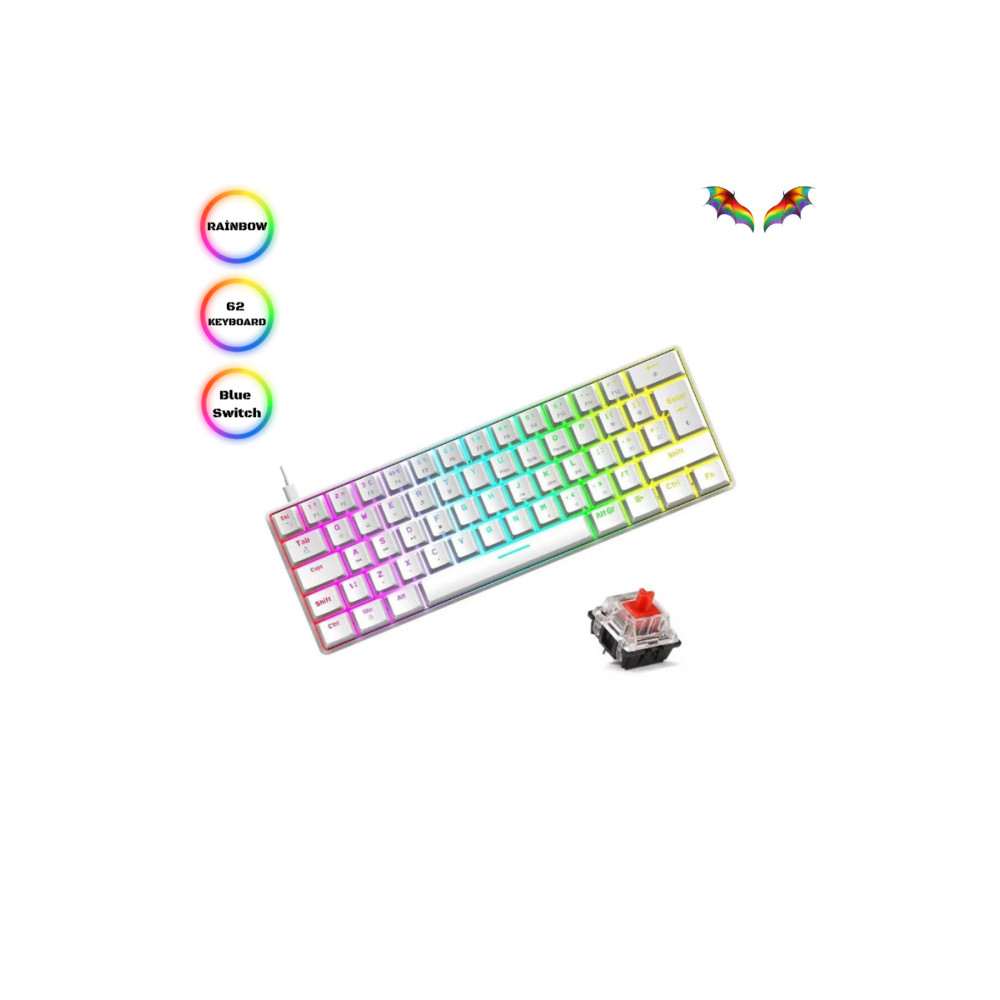 SKYLOONG Trol Red Switch Mini Rainbow Oyun Klavyesi Gaming Mekanik 62 Tuşlu 18 Led Usb Tip-c Kablosu Beyaz Oyuncu Klavyesi Fiyatı