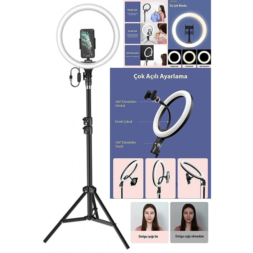 SKYNEX Ring Fill Light Led Işıklı Tripod 14 Inç Halka Youtuber Tiktok Makyaj Işığı Ayaklı Tripot 14inç Fotoğraf Makinesi Aksesuarları Fiyatı
