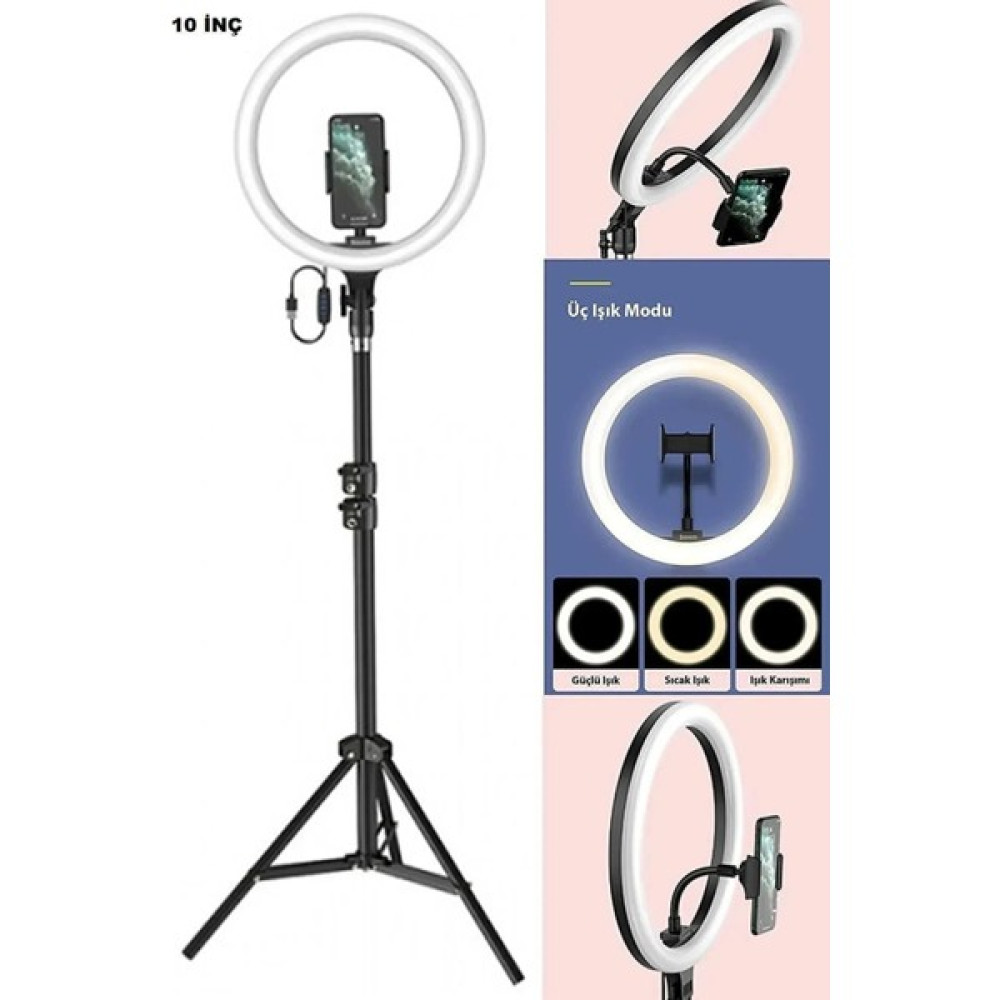 Skynex Sabitleyiciler (Tripod) Ring Fill Light LED Işıklı Tripod 10 Inç Halka Youtuber Tiktok Makyaj Işığı - Beyaz Tripodlar Fiyatı