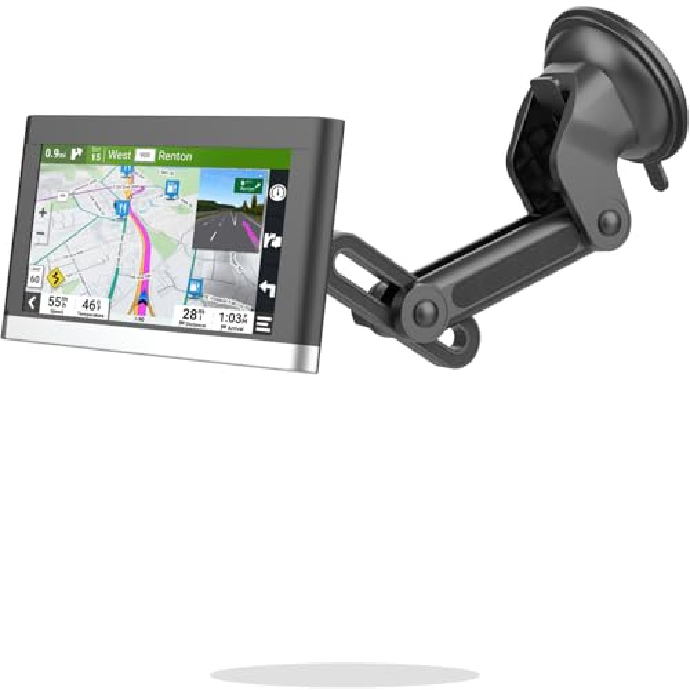 SkyTian for Garmin GPS Car Mount Replacement Sticky Suction Cup 17mm Ball Mount Long Arm Windshield Holder fit Garmin Nuvi Drive Dezl RV GPS, Black