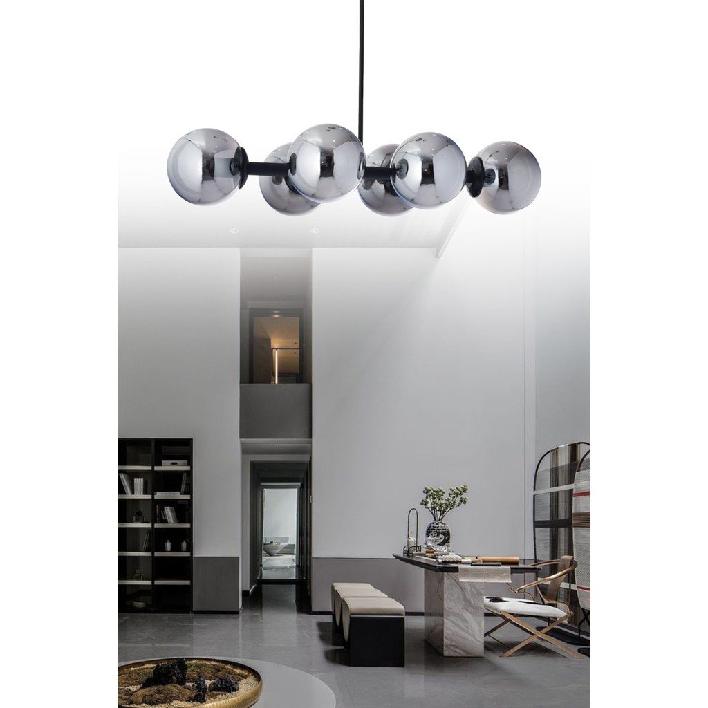 ŞL Şef Light Luxury Modern Tasarım Siyah 6'li Füme Glop Camlı Avize Diğer Fiyatı