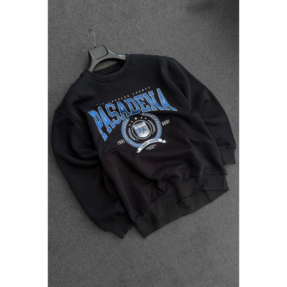Slatra Erkek Siyah Pasadena Baskılı Oversize Sweatshirt Erkek Sweatshirt Fiyatı